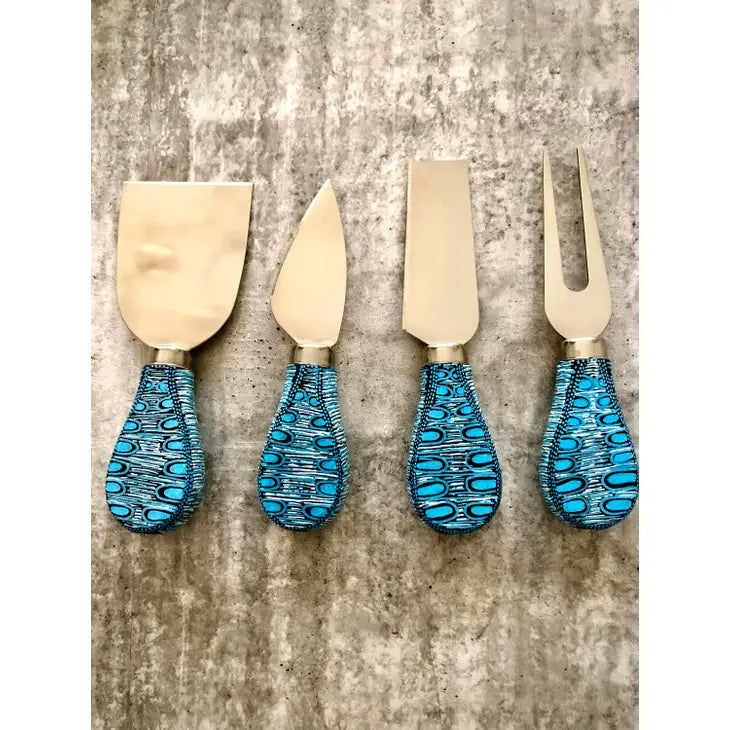 GOLD AND TURQUOISE CHEESE KNIVES