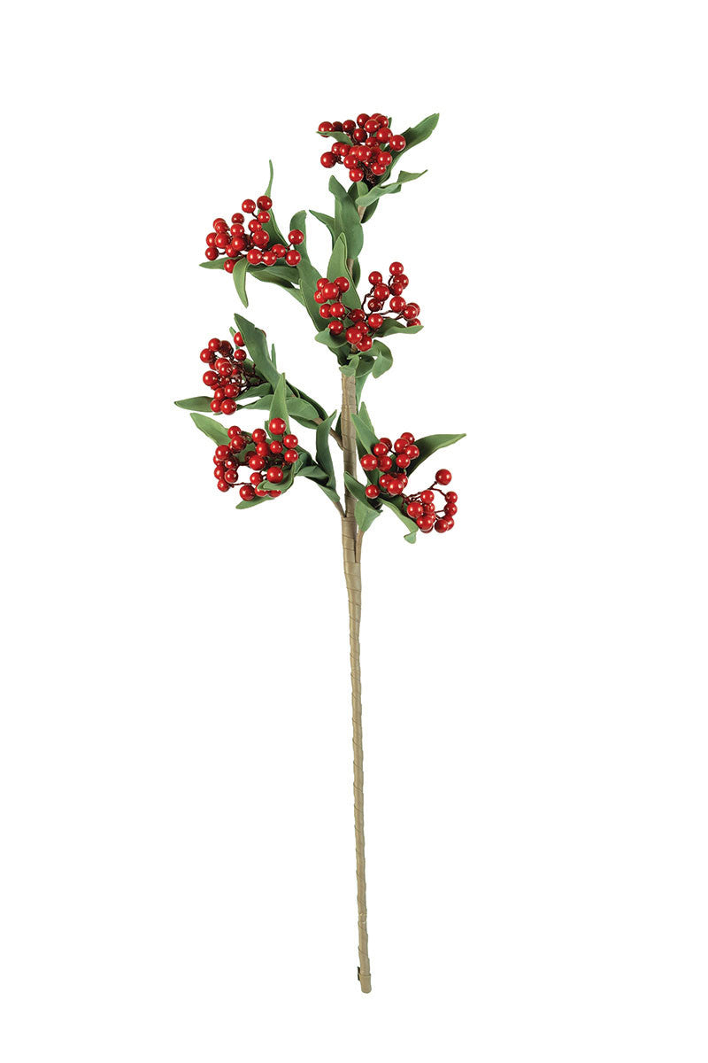 RED BERRY FAUX FLORAL STEM