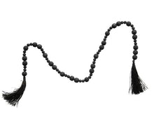 Load image into Gallery viewer, BLACK WOOD BEAD GARLAND WITH TASSELS
