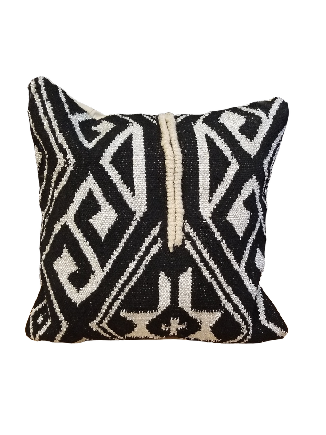 BLACK SILVER AND TAN PILLOW