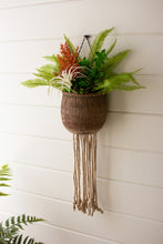 Load image into Gallery viewer, TEXTURED HANGING CLAY POT WITH COTTON FRINGE
