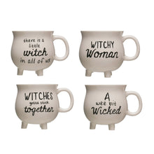 Load image into Gallery viewer, STONEWARE CAULDRON MUG WITH WITCH SAYING
